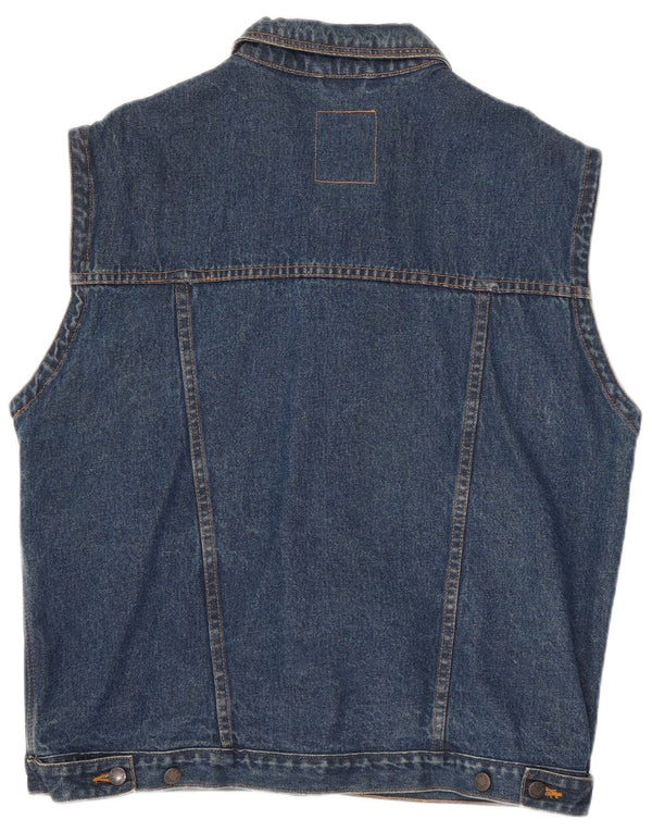 Vintage Herre Denim Gilet UK 40 Large Blue Cotton