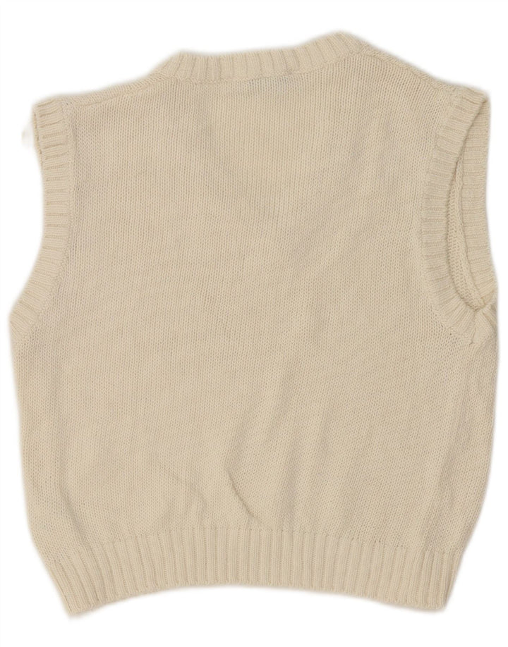 Zara Dame Crop Vest Tank Top UK 12 Medium White Bomuld