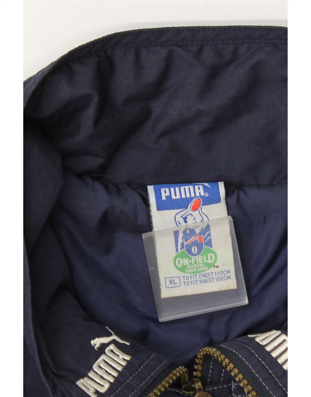 Puma Herre Graphic Windbreaker Jacket UK 42 XL Navy Blue Colourblock