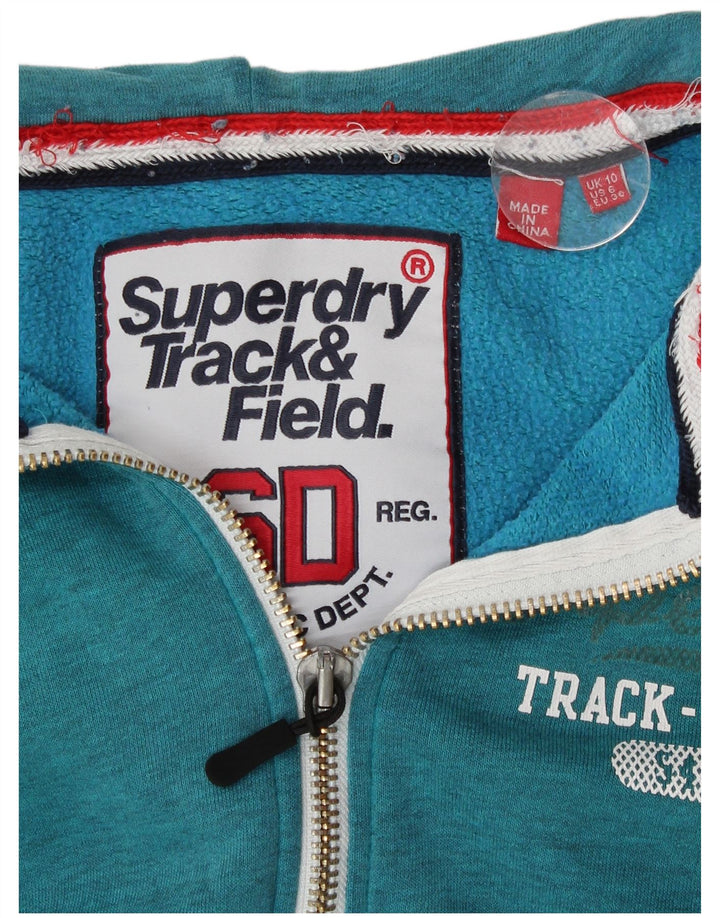 Superdry hættetrøje til kvinder med lynlås UK 10 Lille turkis bomuld