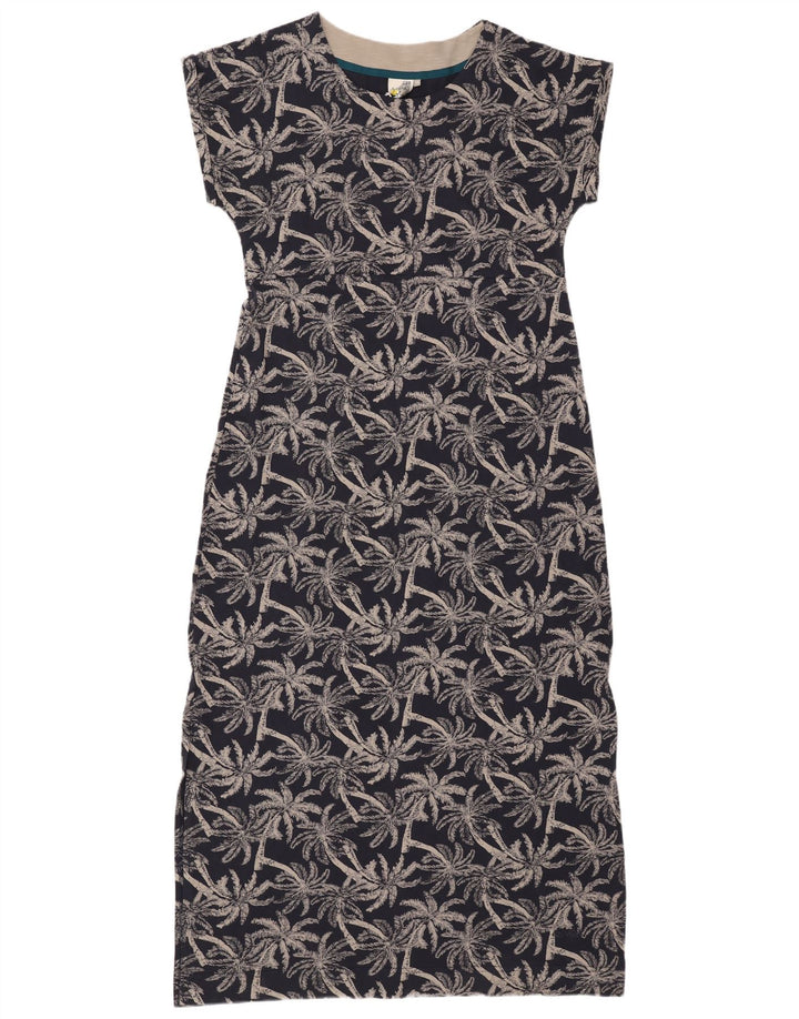 WEIRD FISH Kvinders abstrakt mønster Maxikjole UK 14 Stor marineblå bomuld