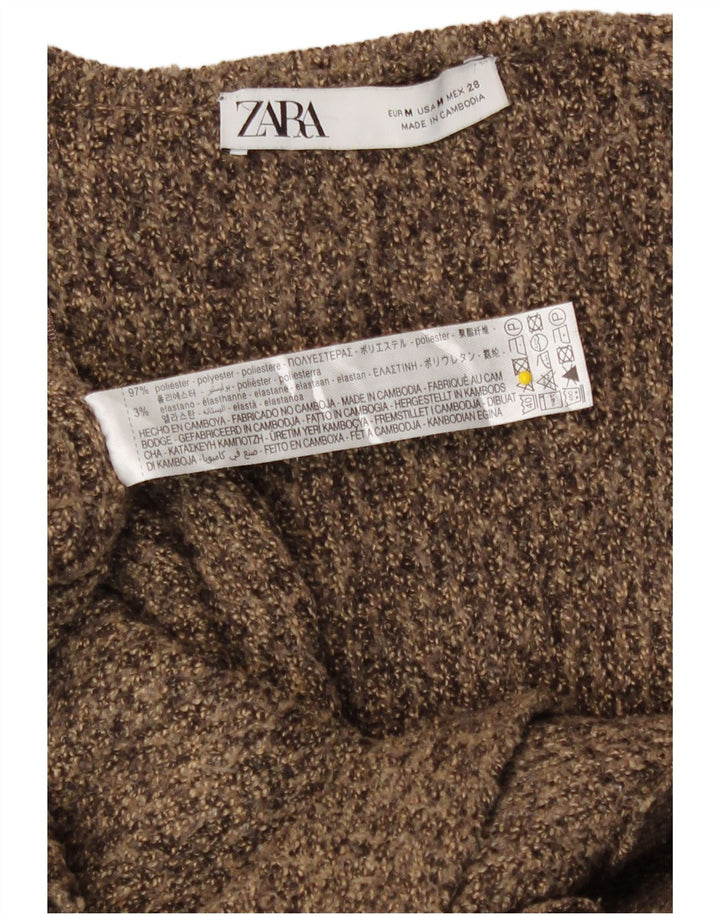 Zara Womens Longline Oversized Cardigan Sweater UK 14 Medium Brown Flecked