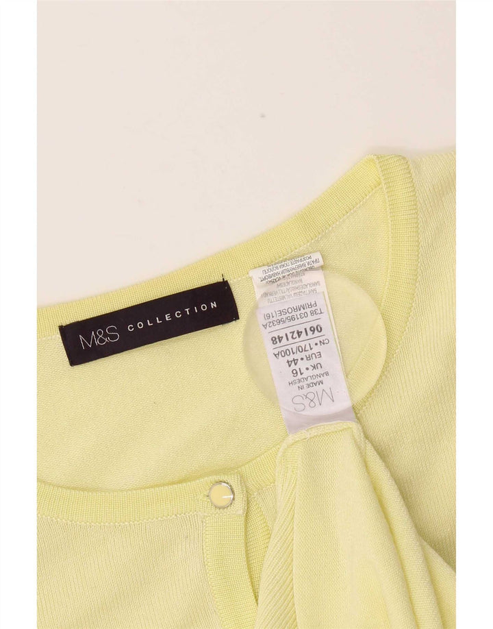 Marks & Spencer Dame Cardigan Sweater UK 16 Large Yellow Viscose