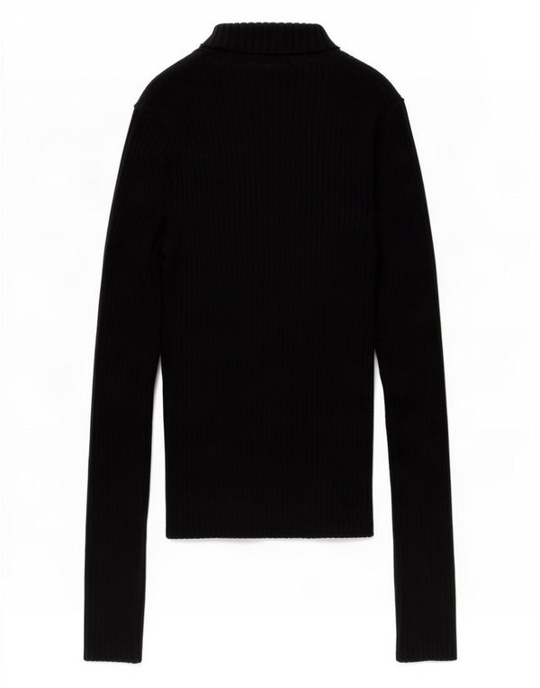 Zara Womens Crop Top Langærmet UK 10 Small Black Viscose