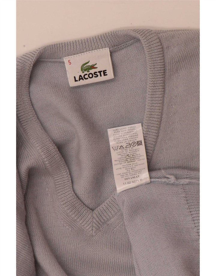 Lacoste Herre V-hals sweater str. 5 Large Blue Virgin Wool