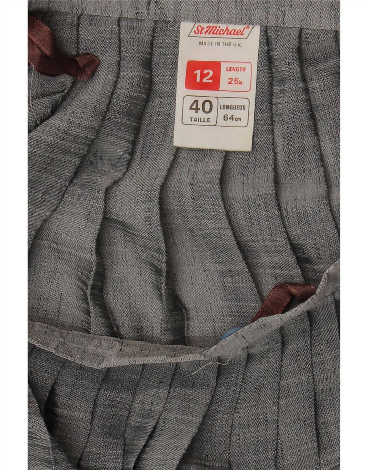 St Michael Kvinder plisseret nederdel UK 12 Medium W26 Grå Polyester