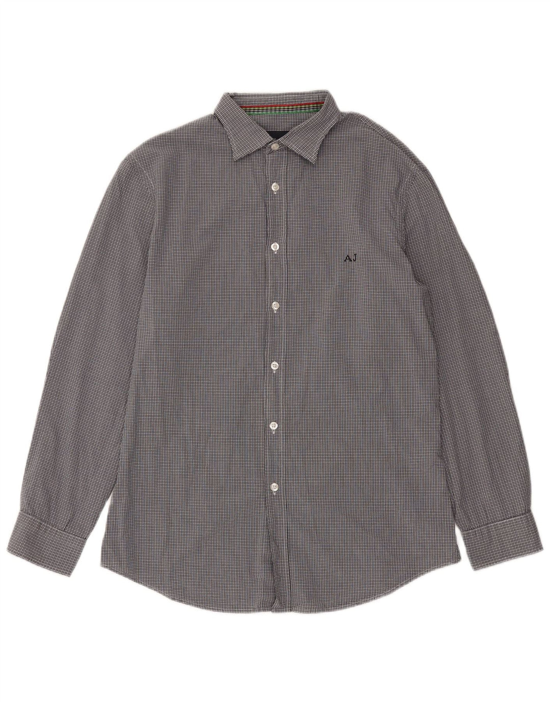Armani Jeans Herre Slim Shirt Large Navy Blue Gingham