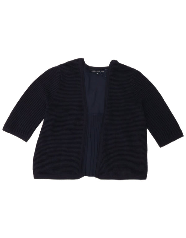 French Connection Dame 3/4 ærmet Bolero Top UK 10 Small Navy Blue Bomuld