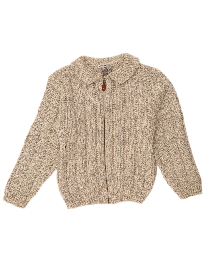 Vintage dame cardigan sweater UK 14 Medium Brown Flecked Wool