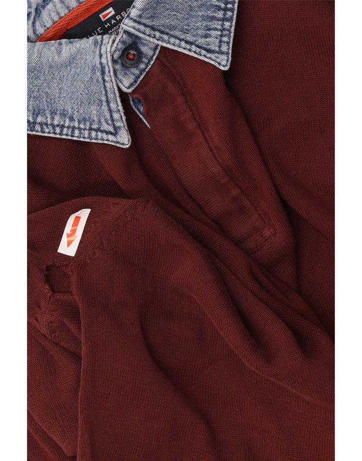 Marks & Spencer Herre Blue Harbor Polo Neck trøje Sweater Large Maroon