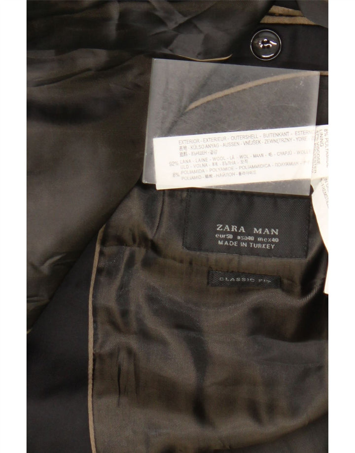 Zara Herre Classics 2-knaps blazerjakke EU 50 Medium Sort Uld