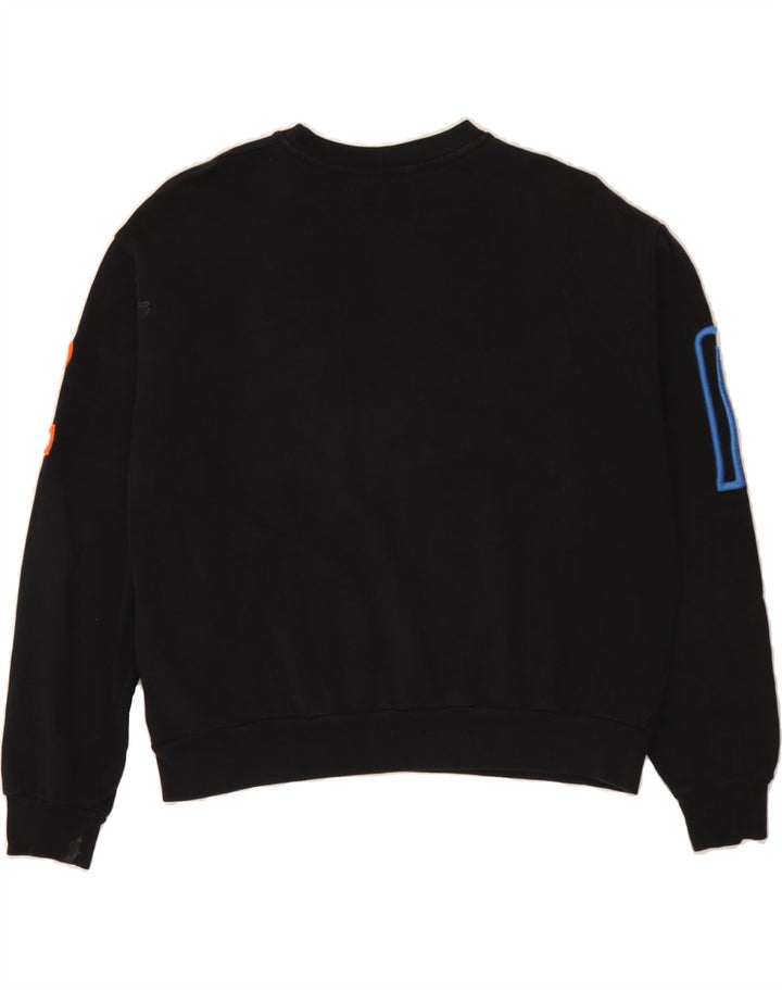 PEPE JEANS Womens Oversized Graphic Sweatshirt Jumper UK 14 Medium Black Vintage PEPE Jeans and Second-Hand PEPE Jeans from Messina Hembry 
