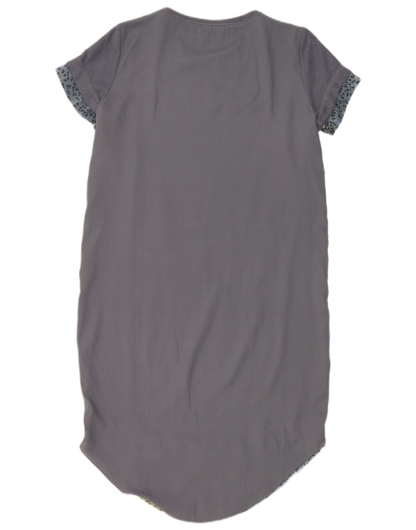 Sisley Dame T-Shirt Kjole UK 8 Small Blue Floral Cotton