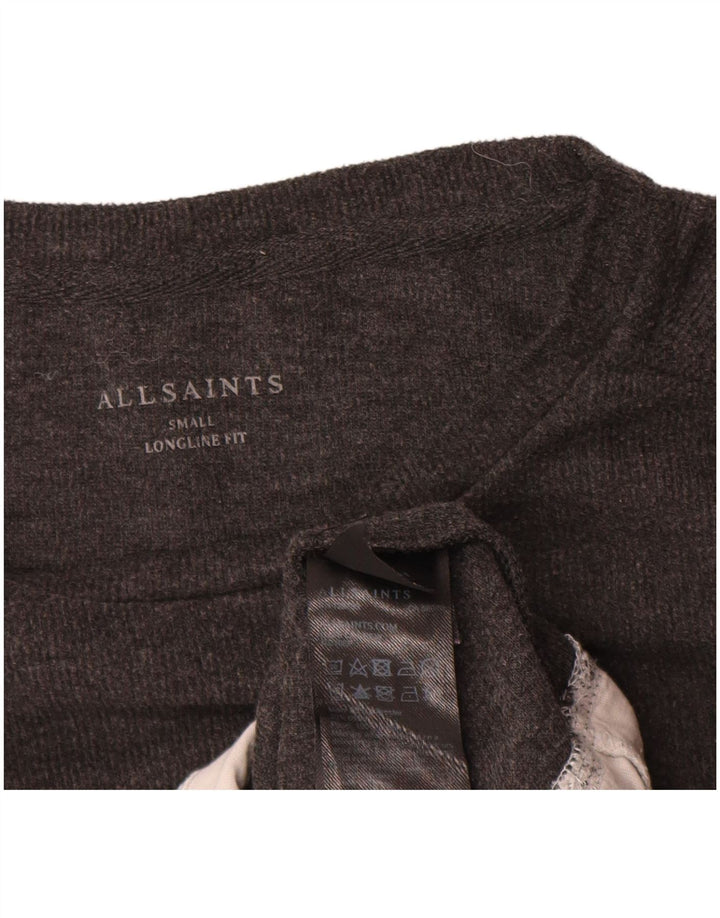 All Saints Herre Longline Fit Boat Neck Jumper Sweater Lille Grå