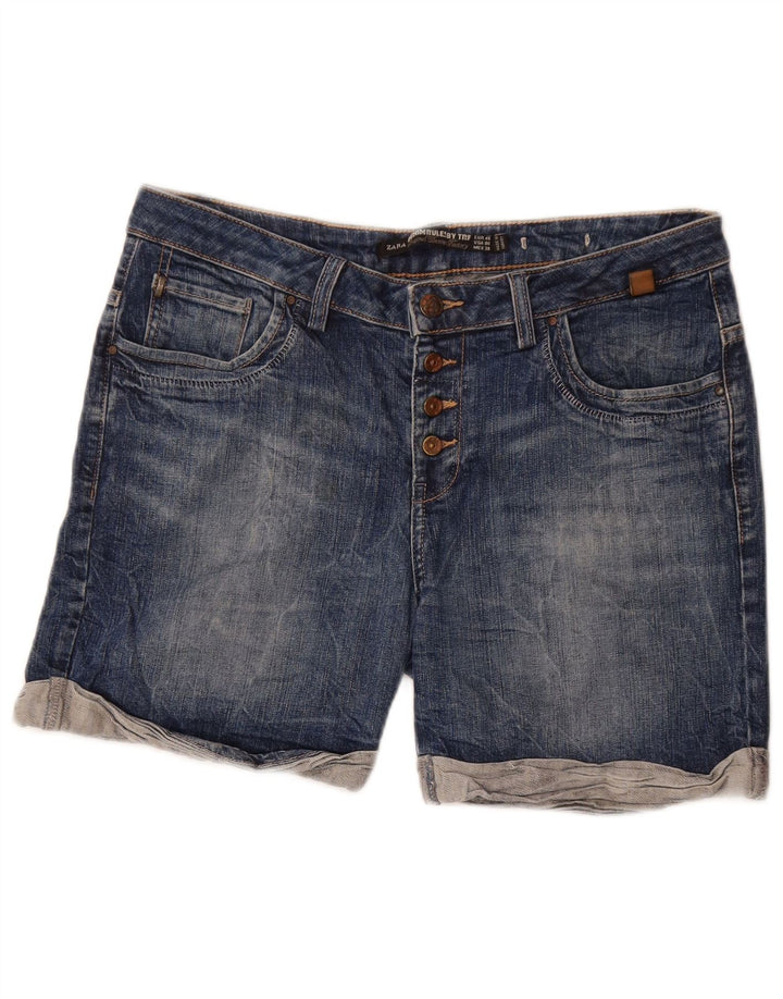 ZARA denimshorts til kvinder EU 40 Medium W30 Blå