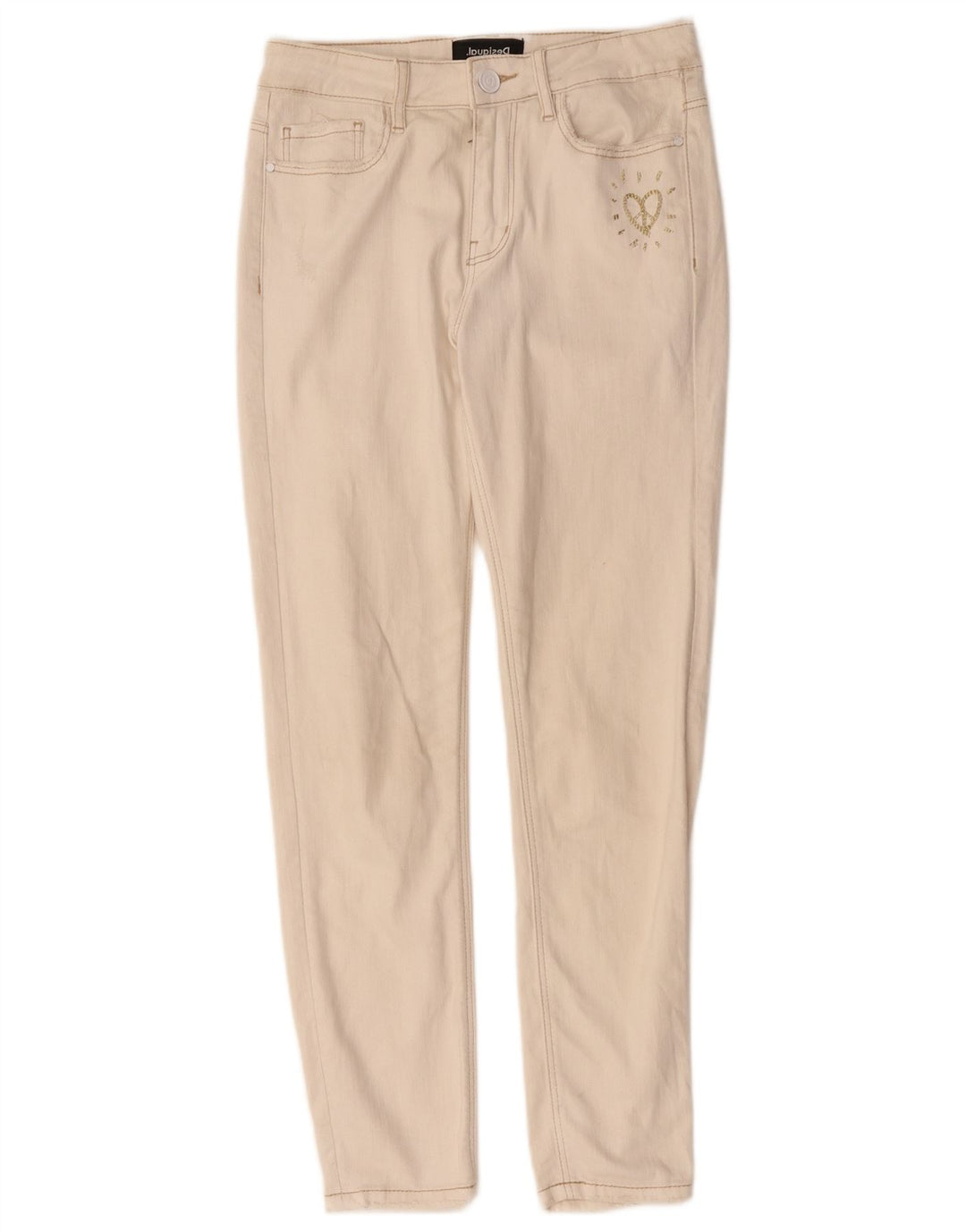 DESIGUAL Slim Jeans til kvinder W28 L27 Off White Bomuld