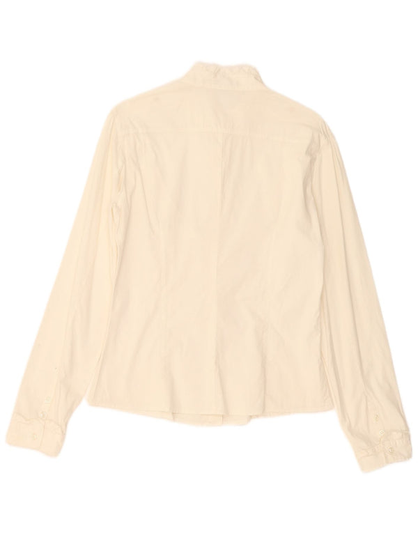 Sisley Womens Military Flæse Front Shirt UK 12 Medium White