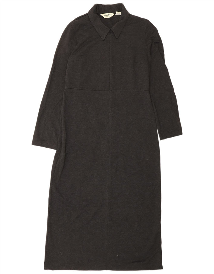 EDDIE BAUER Dame Oversized Langærmet Maxikjole UK 10 Lille Grå