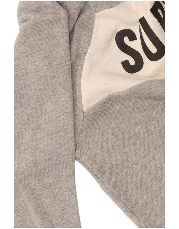 Superdry Womens Crop Graphic Sweatshirt Jumper UK 14 Medium Grey Bomuld