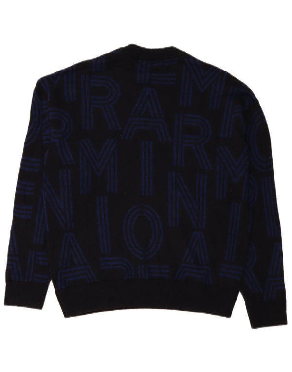 Emporio Armani Herre grafisk rund hals sweater Medium Navy Blue
