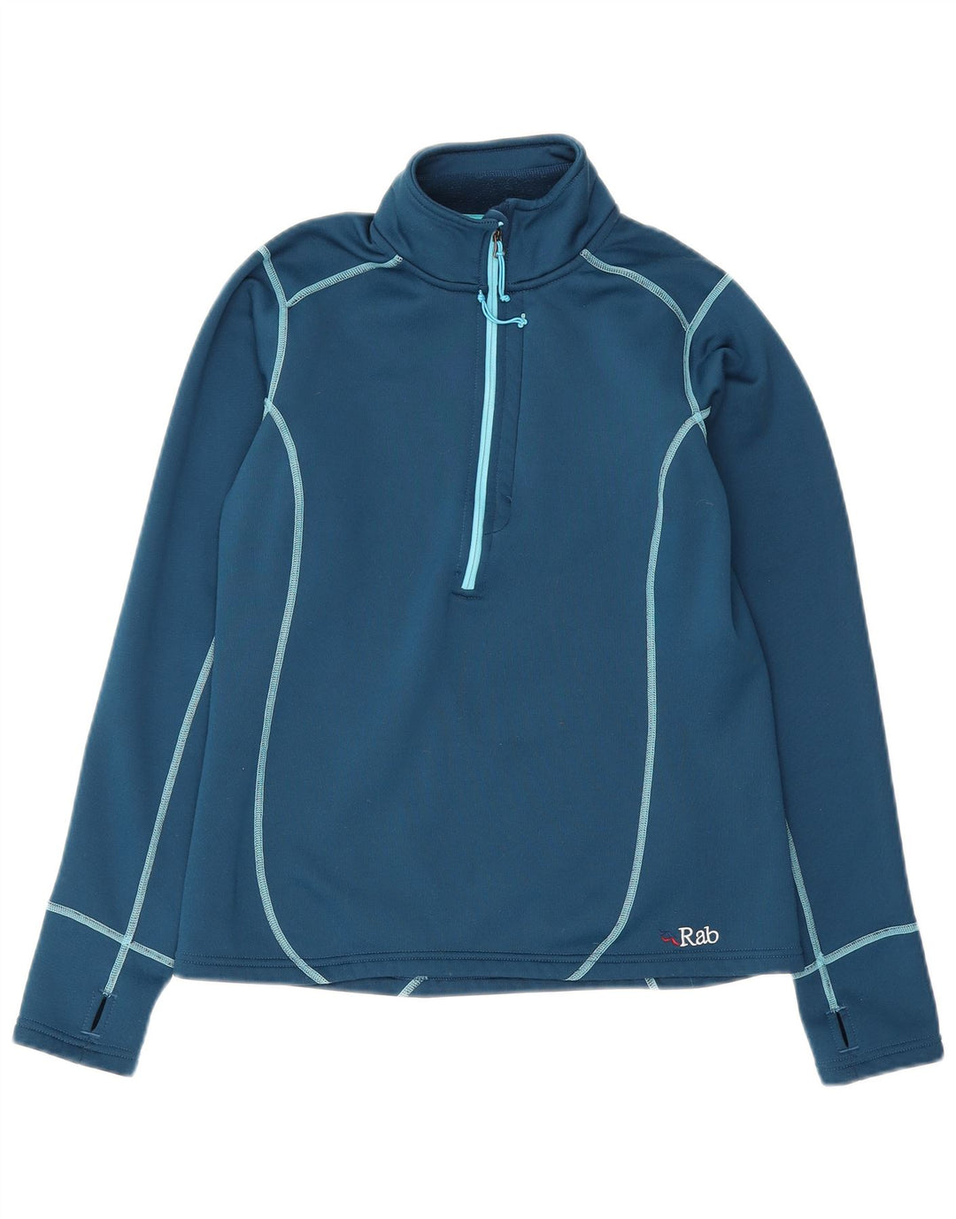 Rab Dame Zip Neck Sweatshirt Jumper UK 12 Medium Blue Polyester