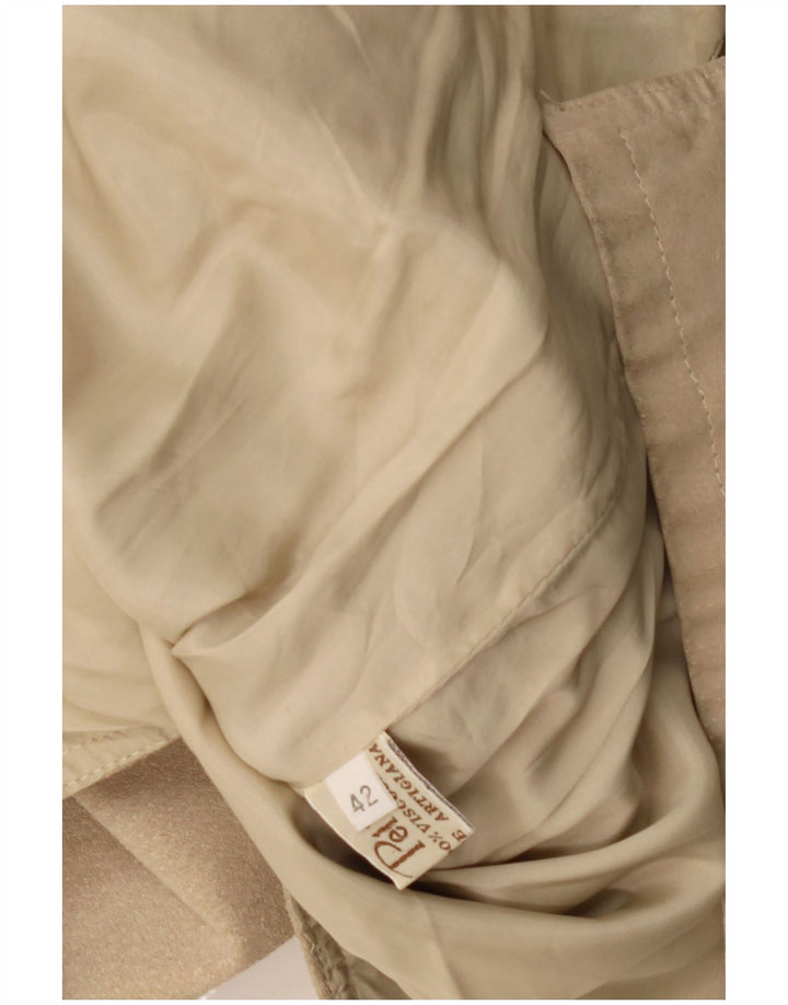 Vintage Dame Oversized Ruskindsjakke EU 42 Large Beige Læder