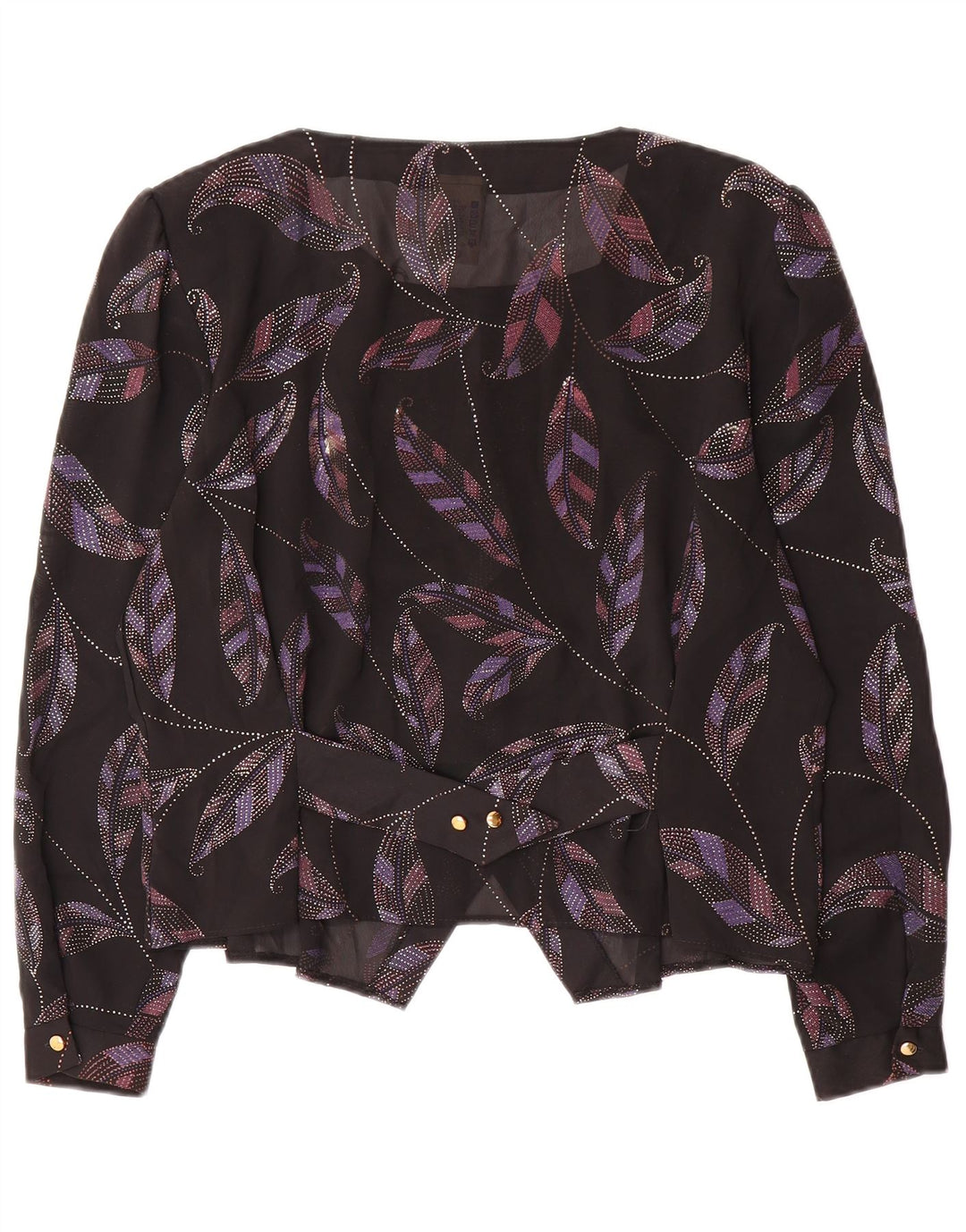 YESSICA Womens Abstract Pattern Crop Shirt Blouse EU 44 XL Black Polyester