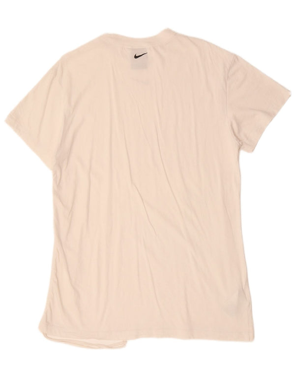 NIKE Dame Loose Fit T-Shirt Top UK 14 Medium Hvid Bomuld
