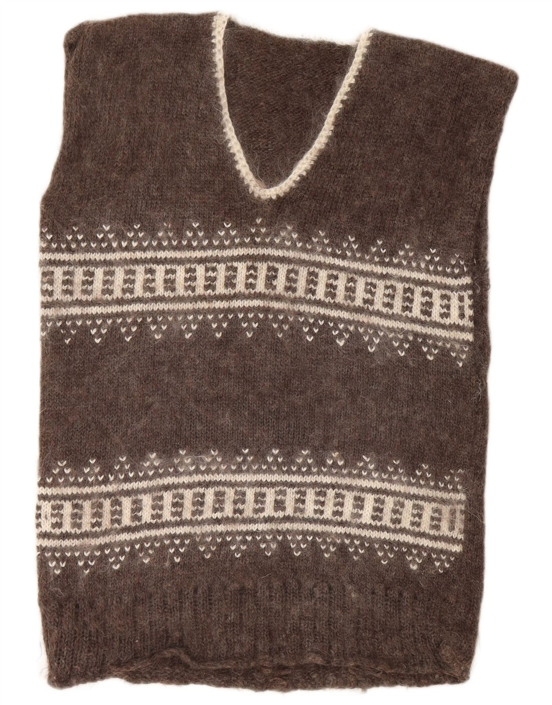 VINTAGE Herrevest Tank Top Medium Brown Fair Isle
