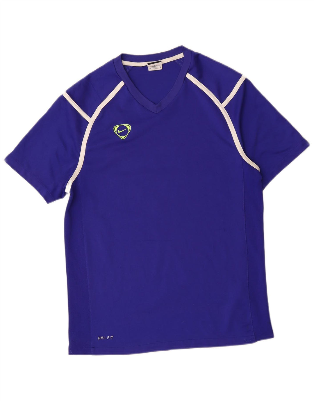 Nike Herre Dri Fit T-shirt Top Medium Blue Colourblock Polyester