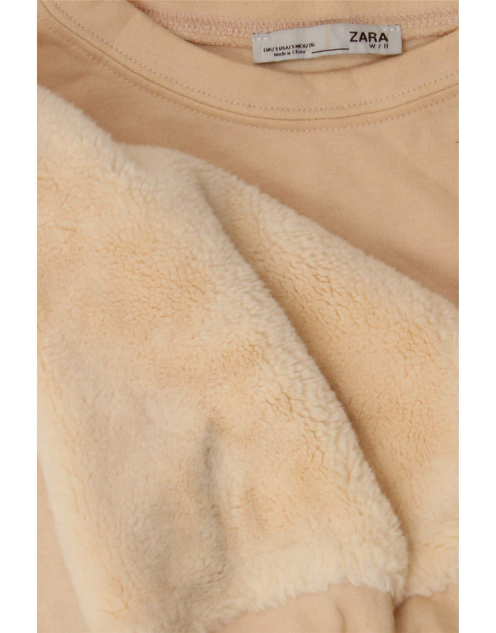 Zara Womens Crop Oversized Sweatshirt Jumper UK 10 Small Off White