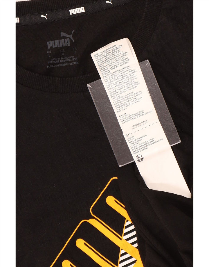 Puma Herre Grafisk T-Shirt Top Stor Sort Bomuld