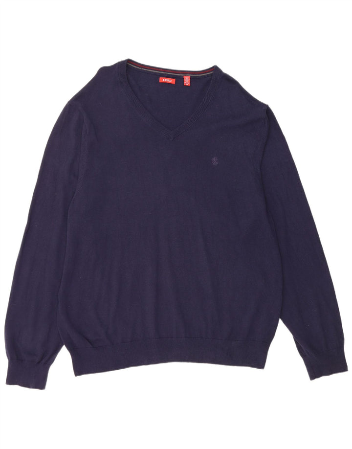 IZOD Herre V-hals sweater 2XL marineblå bomuld