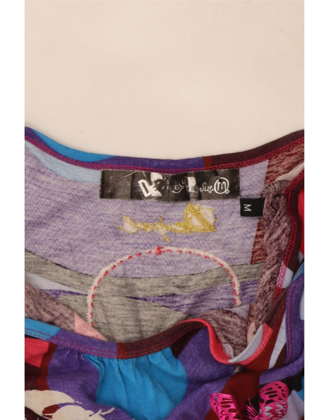 Desigual Dame Grafisk Cami Top UK 12 Medium Multicolored Butterfly