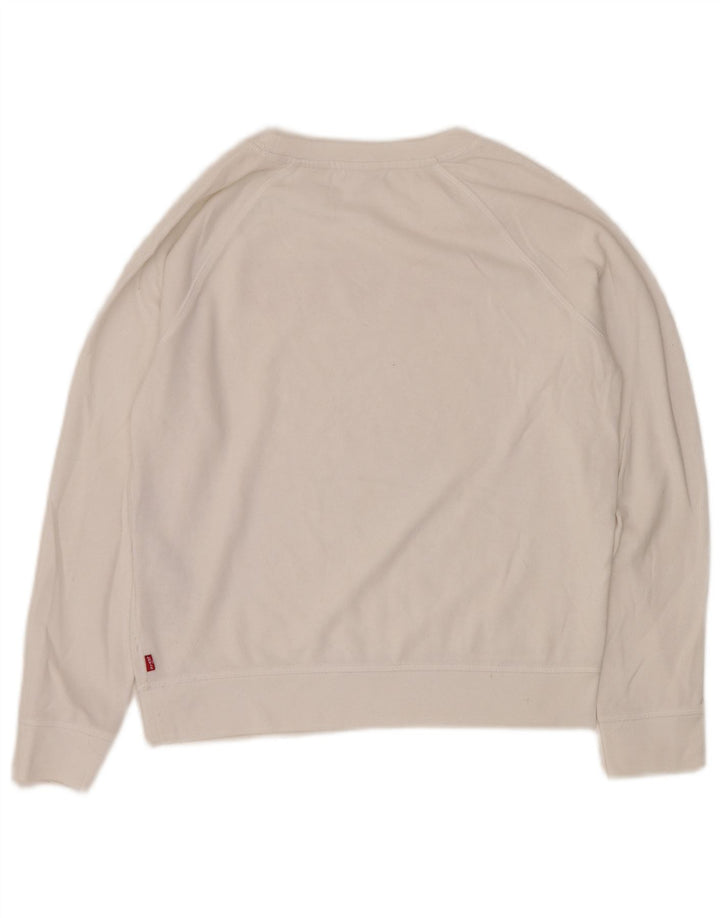 LEVI'S Dame Oversized Sweatshirt Jumper UK 10 Lille hvid bomuld