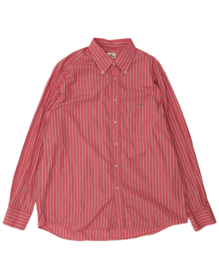Lacoste herreskjorte str. 45 XL Pink Stribet bomuld