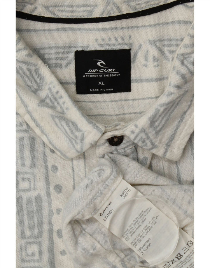 Rip Curl Kortærmet Herreskjorte XL Hvid Geometrisk Viscose