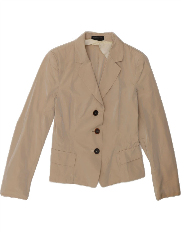 STRENESSE Womens 3 Button Blazer Jacket EU 34 XS Beige Polyester Vintage Strenesse and Second-Hand Strenesse from Messina Hembry 