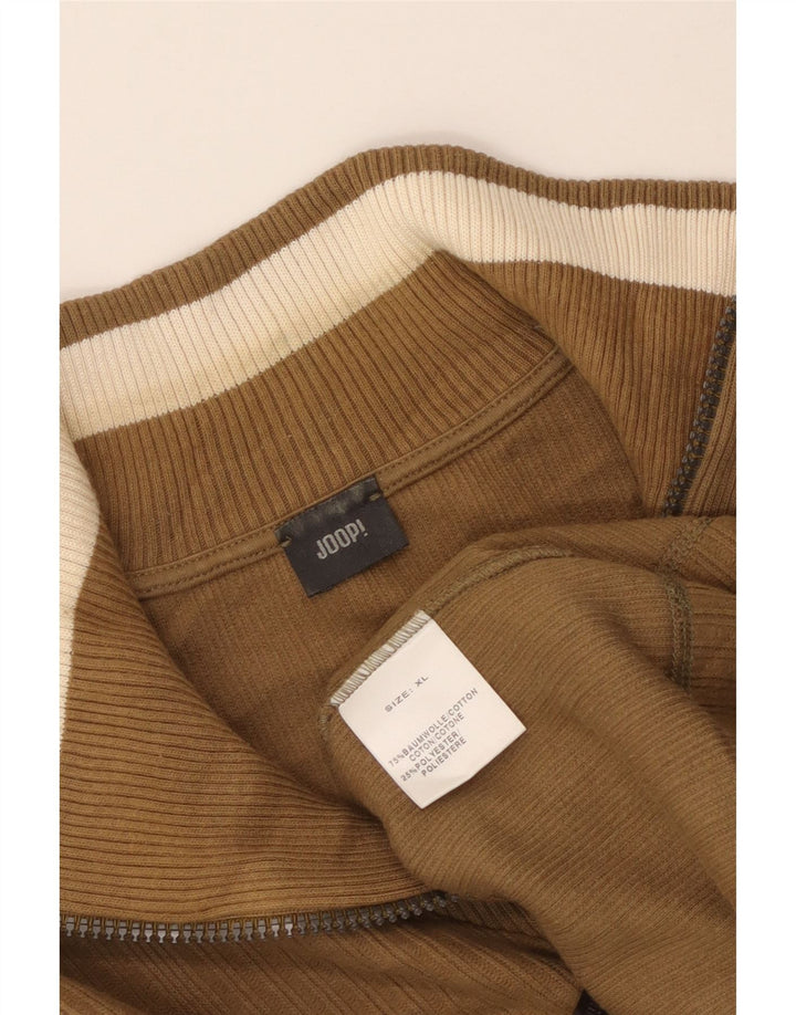 Joop Herre Zip Neck Jumper Sweater XL Brun Bomuld