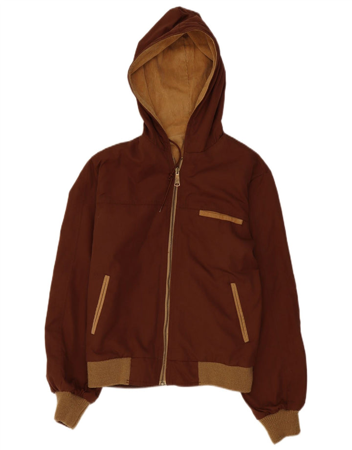 Vintage Herre Hætte Vendbar Bomber Jacket UK 38 Medium Brown Colourblock