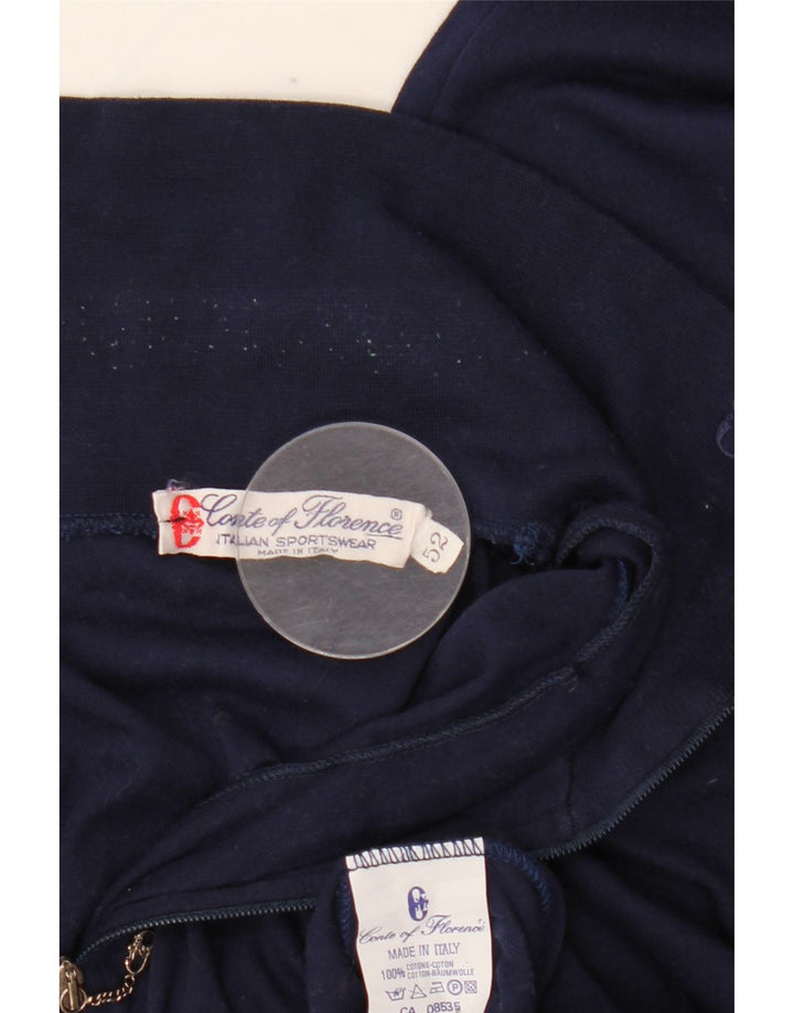 CONTE OF FLORENCE Herre Zip Neck Top Langærmet IT 52 Large Navy Blue