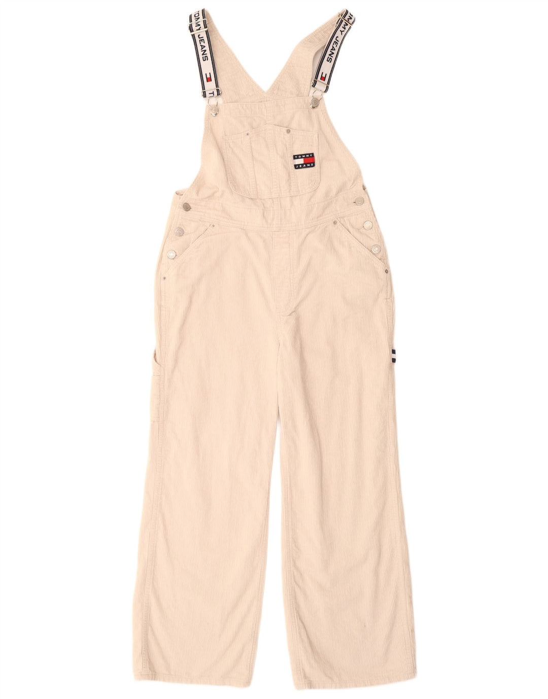 TOMMY HILFIGER Dame Capri Dungarees Bukser Small W30 L20 Off White