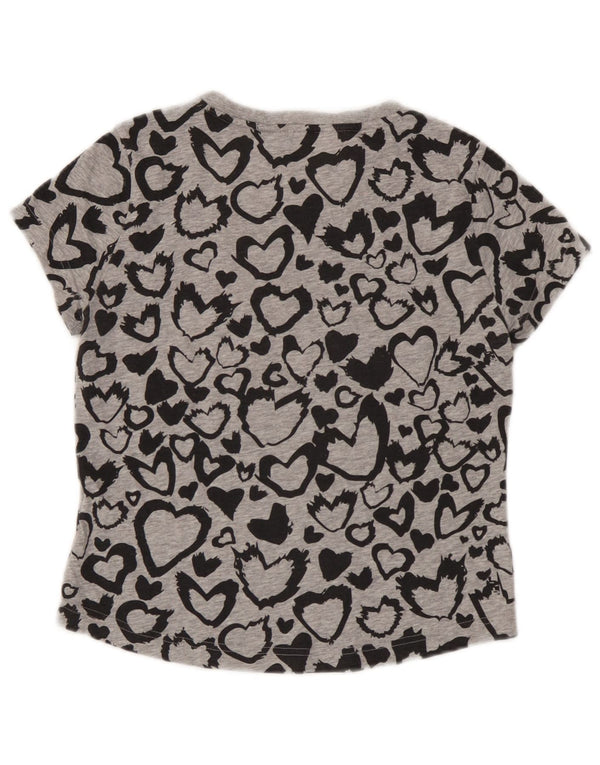 Adidas piger grafisk t-shirt top 13-14 år grå polyester hjerte