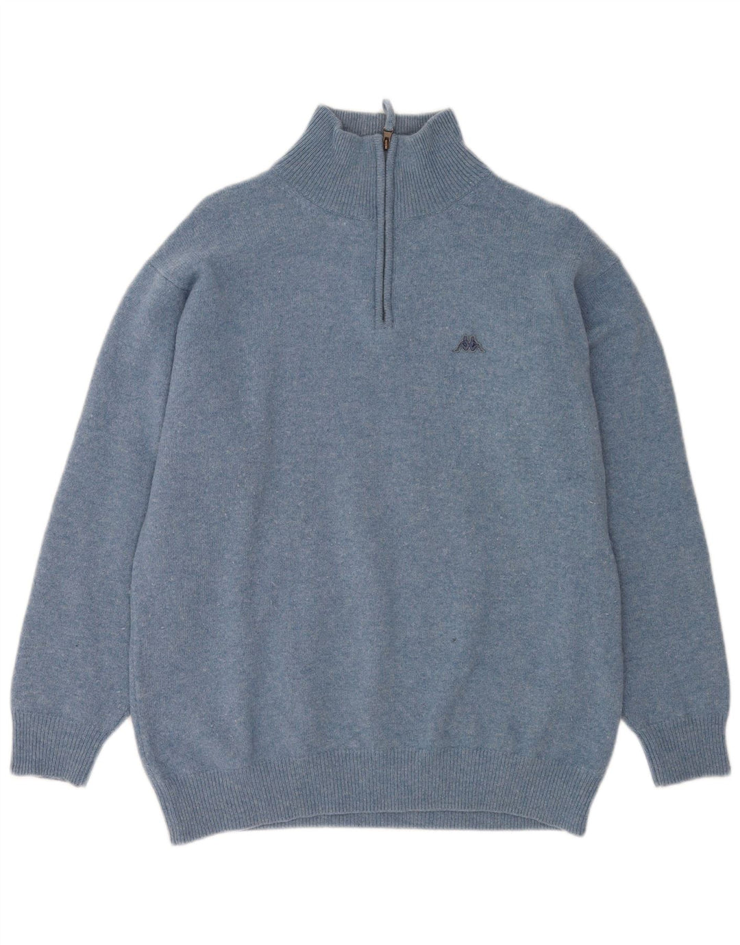 Kappa Herre Zip Neck Jumper Sweater 2XL Blå Flecked Virgin Wool