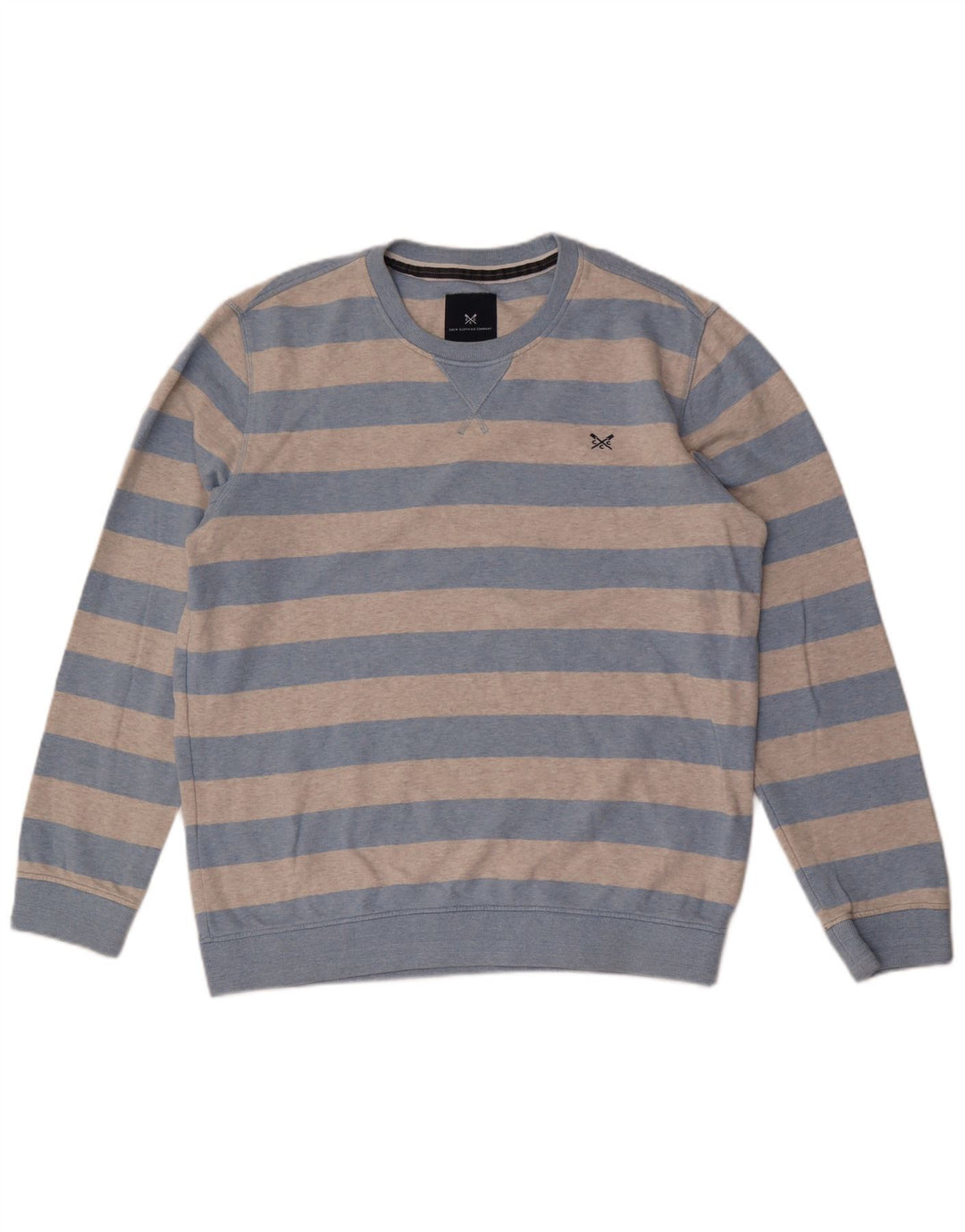 CREW TØJ Herre sweatshirt jumper stor grå stribet bomuld