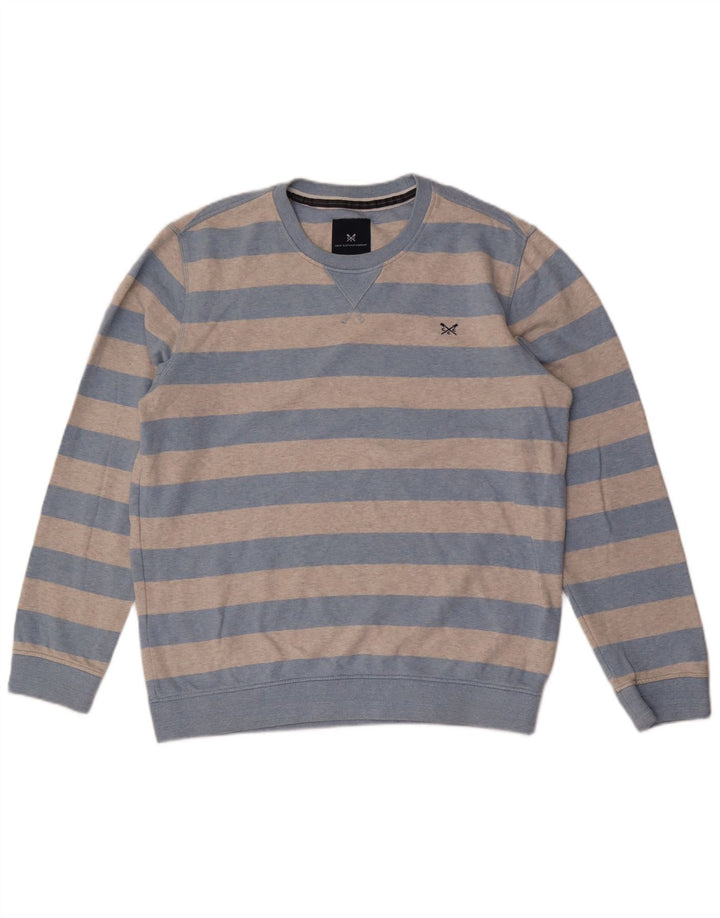 CREW TØJ Herre sweatshirt jumper stor grå stribet bomuld
