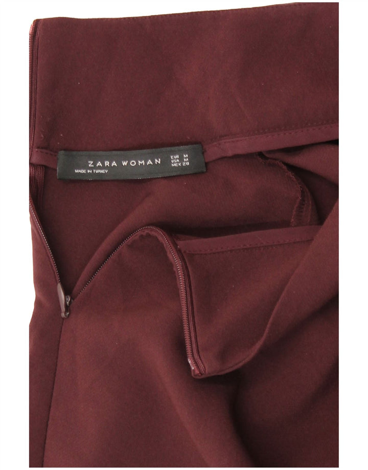 Zara Dame Langærmet Tunika Top UK 14 Medium Burgundy