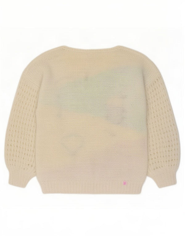 Vintage Dame Boat Neck Jumper Sweater UK 10 Small Off White nyhed