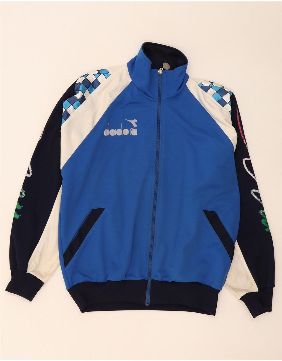 Diadora Herre grafisk træningsdragt Topjakke Stor Blå Colourblock Polyester