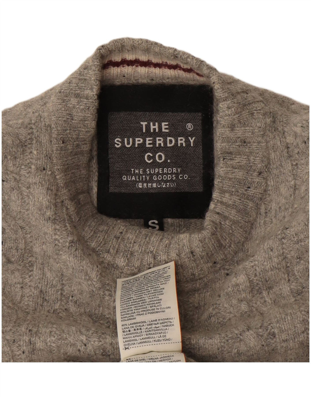 Superdry Sweater med rund hals til kvinder UK 10 Lille grå uld